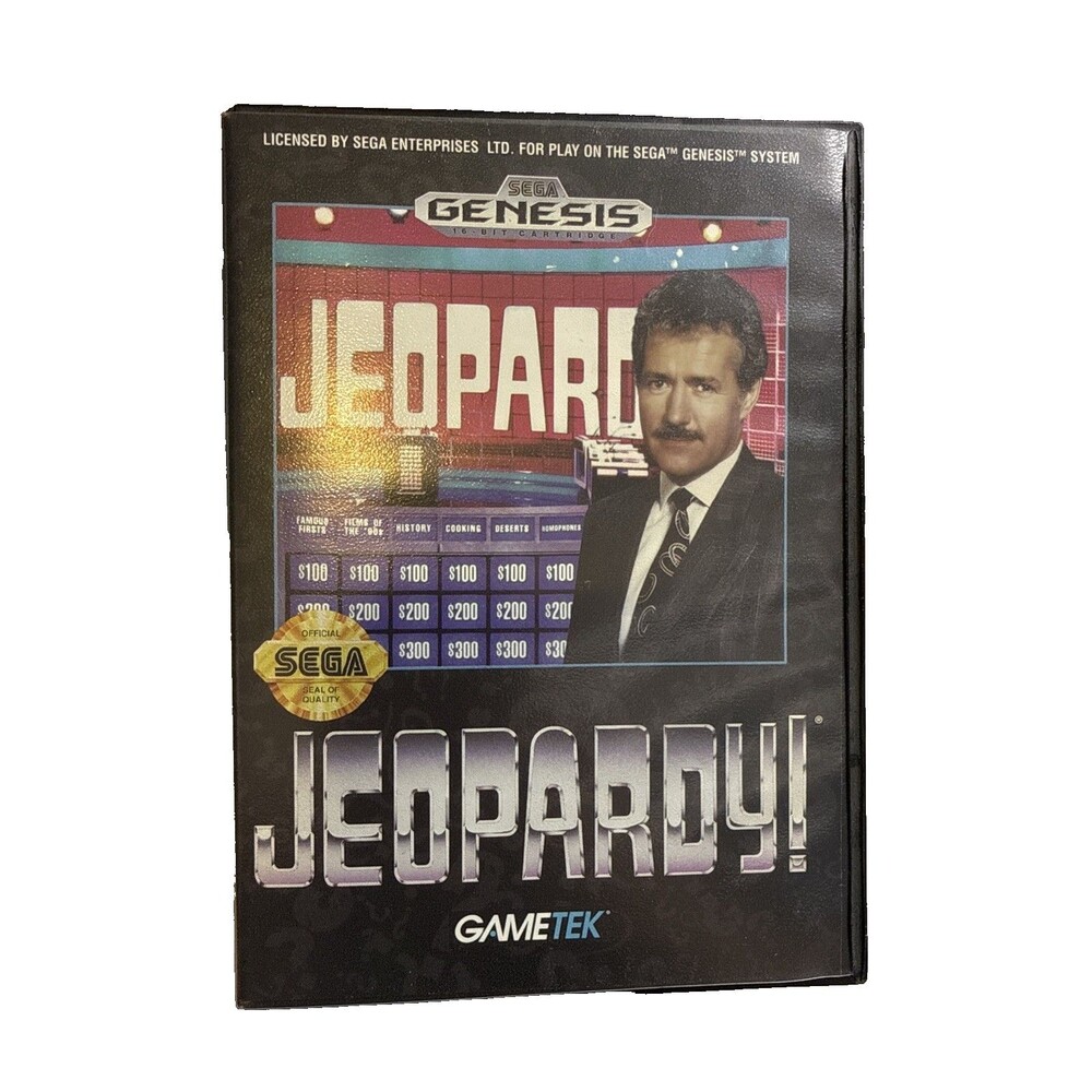 Jeopardy Sega Genesis Complete In Box CIB Cardboard Box GameTek Retro